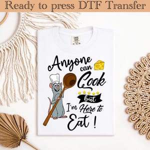 Disney Remy DTF Transfer,Ratatouille Anyone Can Cook Kitchen Mom Gifts, Chef Mouse Couple Apron, Apron For Dad,Mouse Chef Kitchen Little Dtf