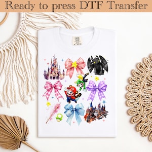 Epic Universe Mario Coquette DTF, Pastel Retro Design, Mario Bros Ready to Press, Disney DTF Transfer, Epic Universe Dtf Press, Mario DTF