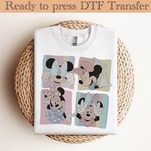 レトロミニーマウスDTF転送、ディズニーマジックキングダムDTF、ミニーマウス旅行DTF、家族旅行DT、ヴィンテージディズニーシャツ2025、ディズニー旅行