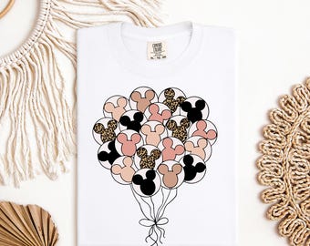 Mickey Balloon DTF Transfer, Leopard Neutral Disney Shirt Design, Modern Minnie Head Balloons Ready to Press DTF Print