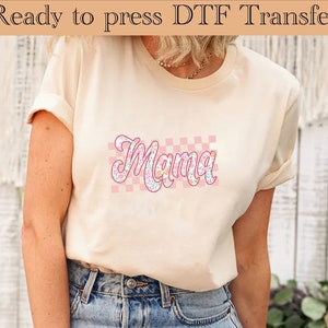 Retro Mama DTF Transfers, Ready to Press, T-shirt Transfers, Heat Transfer, Direct to Film, Checkered Mom DTF Transfers