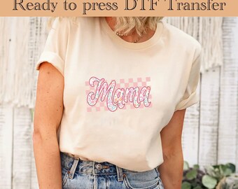 Retro Mama DTF Transfers, Ready to Press, T-shirt Transfers, Heat Transfer, Direct to Film, Checkered Mom DTF Transfers