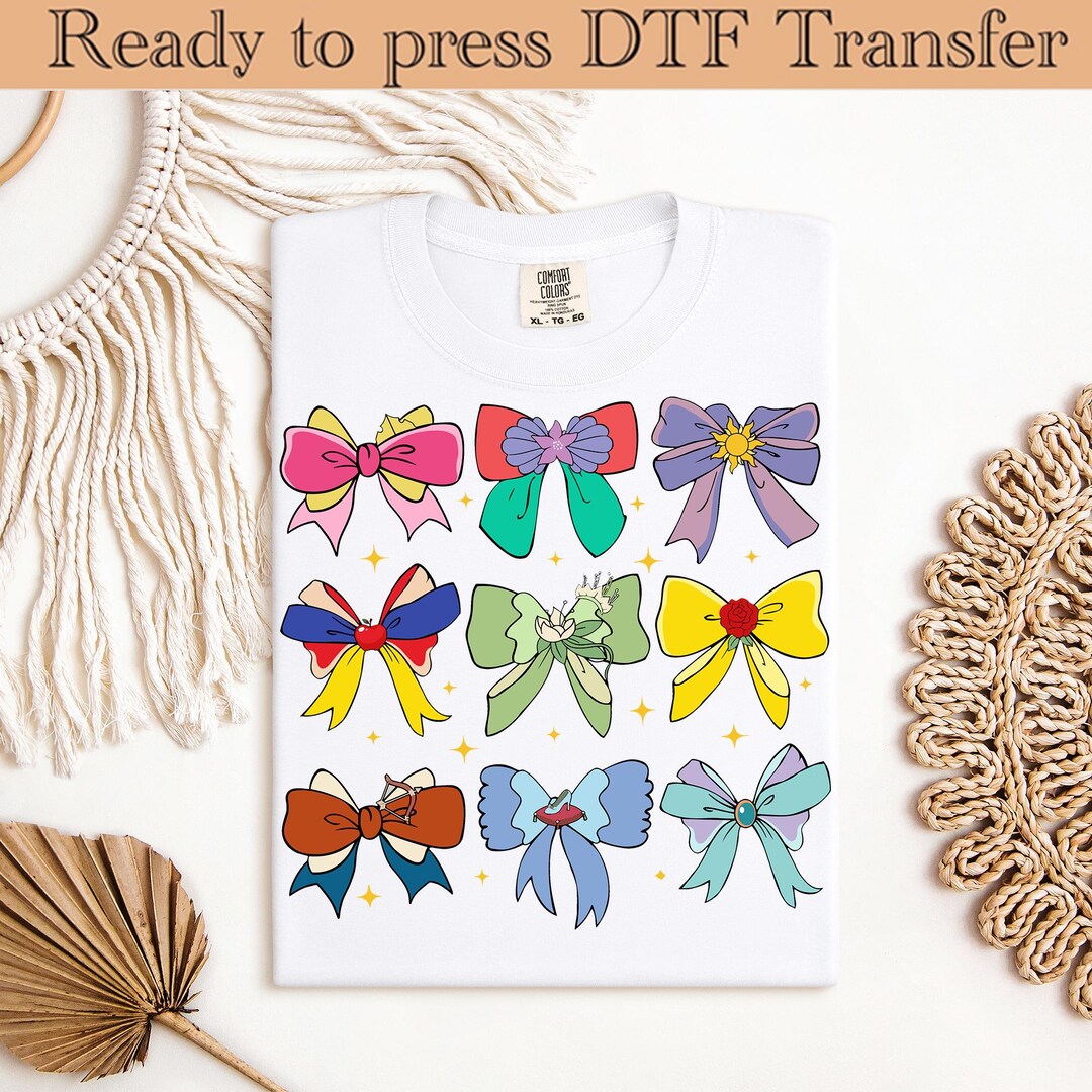Disney Princess Cute Ribbons and Bows Pastel Colors Logo Dtf, Disney ...