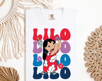Lilo and Stitch DTF Transfer - Summer Ready To Press, Cool Hawaiian Cartoon Iron On Design, Ready to Press Kids Vacation Beach Theme