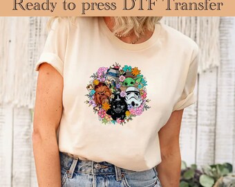 Star Wars Floral DTF Transfers, Disney Heat Transfer, Hot Peel Ready to Press, Unisex Kids and Adult Disney Transfers, Cute Spring Designs
