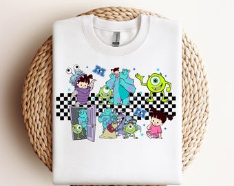 Checkered Monsters DTF, Disney Monster Inc DTF Transfer, Monsters University Transfer, Monster Inc Characters Dtf,Disney Monster Family Gift