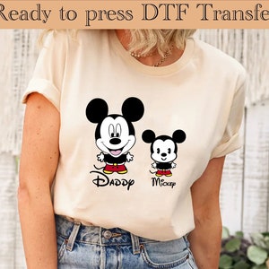 ダディミニーDTF転写、ミニーDTF、ヒートプレス対応、プレス準備完了、トレンディなディズニープリント、ミニーヘッドデザイン