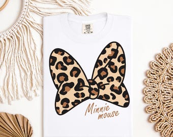 Transferencia DTF de Minnie Mouse con estampado de leopardo vintage de Disney, Minnie Mouse con estampado de Animal Kingdom, camiseta Disney bonita, Magic Kingdom DTF, viaje de chicas a Disneyland