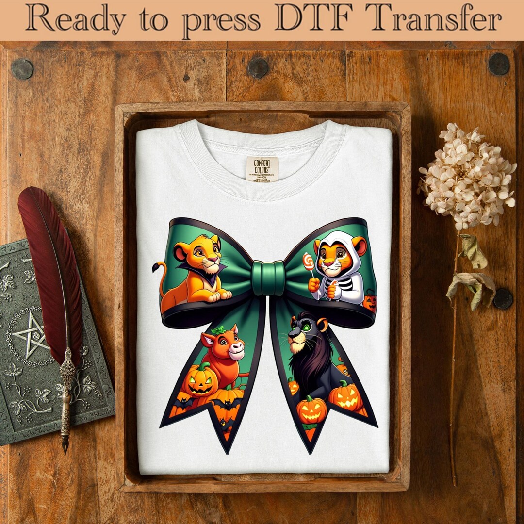 Halloween DTF Transfer Lion King Simba Scar Pumbaa Bow Design, Spooky ...