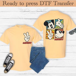 Ready to Press Disney Mickey Mouse Two-Sided DTF Transfer, Disney Funny Mickey DTF, Classic Mickey DTF Transfers, Mickey Mouse Characters