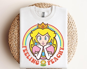 Retro Princess Peach DTF Transfer,Princess Peach Mario DTF,Feeling Peachy Shirt,Super Mario Birthday Dtf,Birthday Gift,Super Mario Transfer