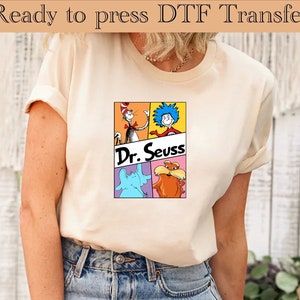 Lesen Sie über Amerika Zeichentrickfiguren DTF Transfer, Dr. Suess Tag DTF, Lesen über Amerika Tag bereit zu drücken, Lehrerleben DTF