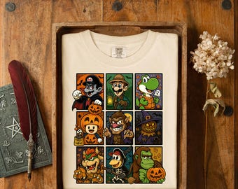 Super Mario Halloween Characters DTF Transfer, Spooky Costume Cartoon Design, Mario Luigi Yoshi Pumpkin Donkey Kong Trick or Treat 2025