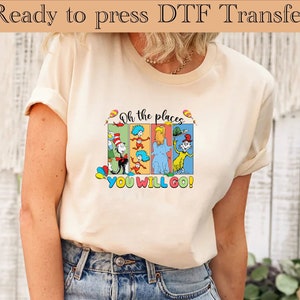 DTF Transfer | Dr Seuss oh the places you will go - glitter effect | - Dtf Transfer, Dtf Print, Heat Transfer, Ready to press, Dr seuss day
