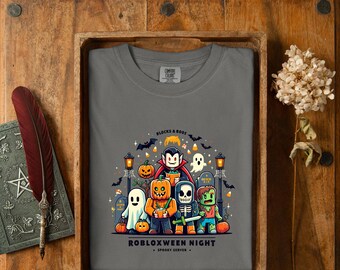 Robloxween Halloween DTF Transfer, Spooky Roblox Characters Trick or Treat Heat Press Design for Kids 2025