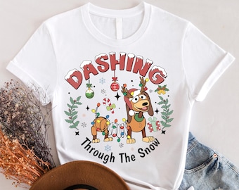 Ready to Press DTF Transfer Dashing through The Snow Slink Dog Christmas,Disney Toy Story Merry Christmas Dtf,Disneyland Family Christmas