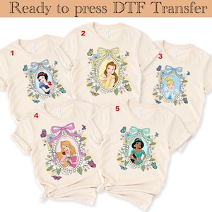 Princesses Coquette DTF Transfer, Disney Princesses Ready To Press, Princess Watercolor Heat Transfer, Disneyland Family Trip Birthday DTF