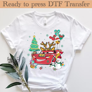 Disney Cars Merry Christmas DTF Transfer, McQueen Mater Doc Sally Luigi Guido Christmas Disney World Trip DTF, Christmas Family Matching Dtf