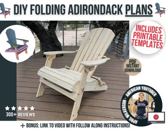 Faltbarer Adirondack Stuhl Pläne & Vorlagen / Digitale DIY Holzbearbeitungsmöbel Pläne / Terrasse Holz Adirondack Stuhl Pläne für Heimwerker