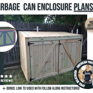 Trash Can Storage Enclosure Plans / Digital DIY Woodworking Plans / Garbage Storage Shed Plans for DIY Outdoor Project