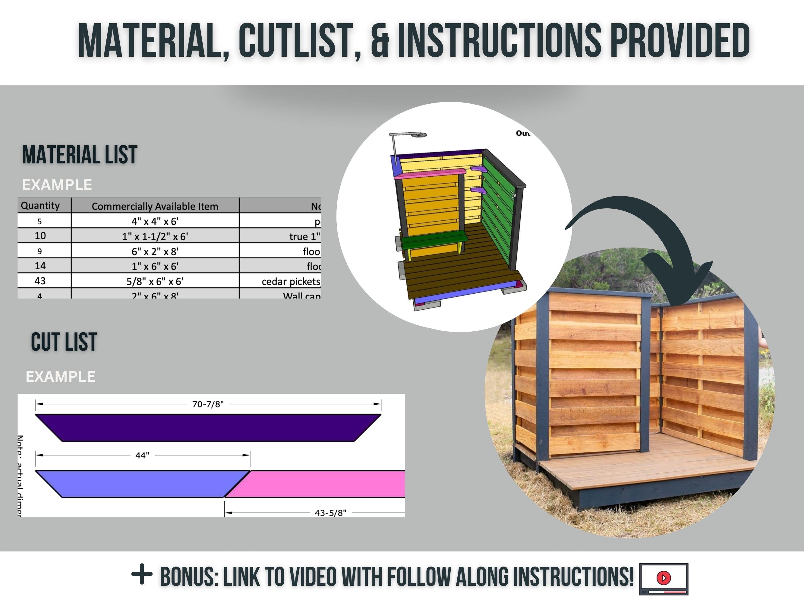 Outdoor Shower Plans / Printable PDF Woodworking Plans / DIY Outdoor ...