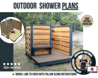 Outdoor Shower Plans / Printable PDF Woodworking Plans / DIY Outdoor Shower Blueprints for Woodworkers and DIYers