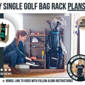 Golf Bag Rack Plans Single / Printable PDF Woodworking Plans / DIY Golf Bag Stand Blueprints for Woodworker or Golfer