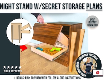 DIY Nightstand Plans With Secret Compartment / Concealment Furniture Plans / End Table Secret Storage / PDF Digital Plans for Woodworkers