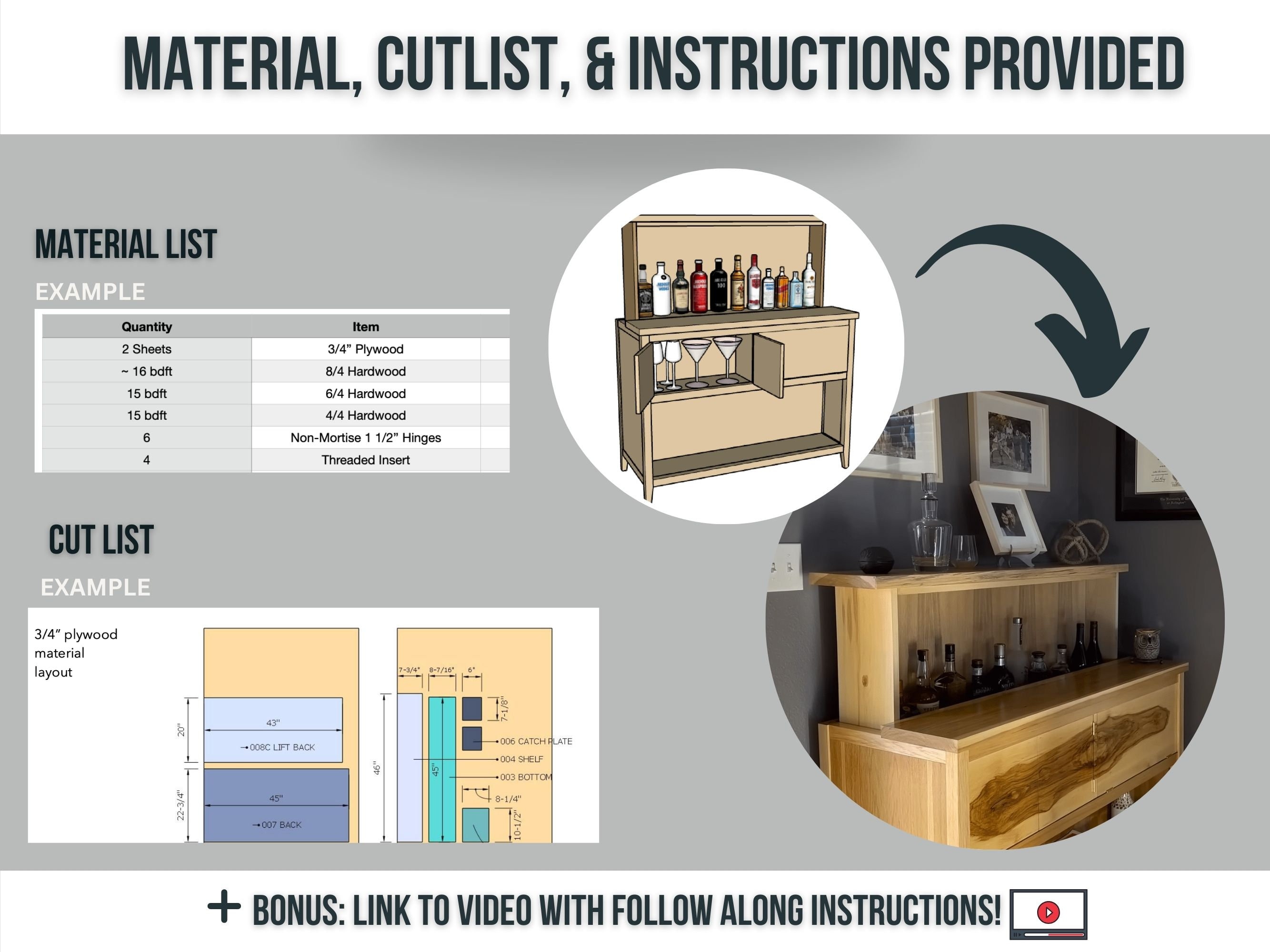 DIY Liquor Cabinet Plans / Digital DIY Woodworking Furniture Plans