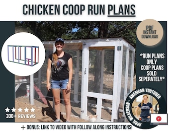 Chicken Coop Run Plans / Printable digital pdf woodworking plans / Chicken Run Plans for chicken owners and homesteaders