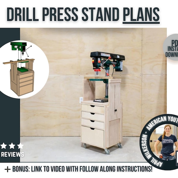 Drill Press Stand Plans /  Digital PDF Download Plans / DIY Drill Press Stand Plans for Woodworkers