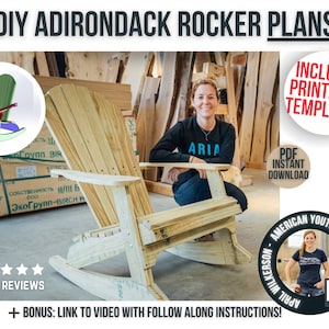 Adirondack Chair Rocker Plans / Digital DIY woodworking furniture plans / outdoor patio wooden Adirondack rocker plans for DIYers