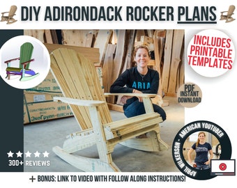 Adirondack Chair Rocker Plans / Digital DIY woodworking furniture plans / outdoor patio wooden Adirondack rocker plans for DIYers