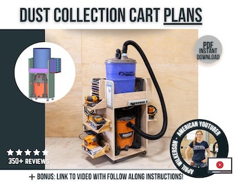 Staubsammelwagen-Pläne / druckbare digitale Holzbearbeitungspläne / DIY-Entstaubungswagen-Pläne für Holzarbeiter