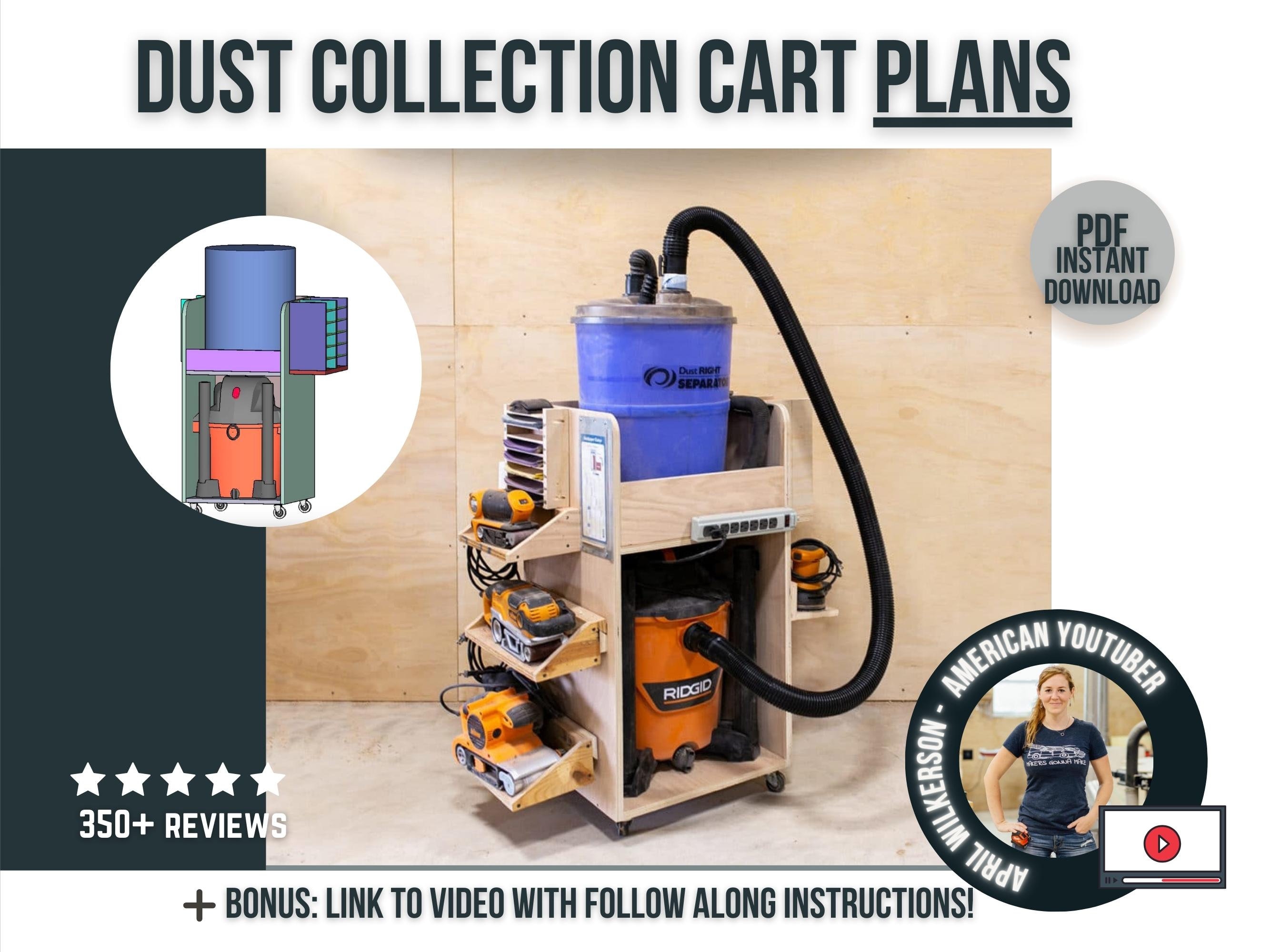 Dust Collection Cart Plans / Printable Digital Woodworking Plans / DIY