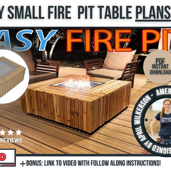 Fire Pit Table Plans - Small / Digital Woodworking Plans / DIY Outdoor Fire Pit Table Plans for Woodworkers and Outdoor Entertainment