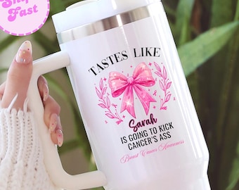 Breast Cancer Awareness 40 oz Tumbler,Custom Pink Ribbon Chemo Tumbler,Breast CA Awareness Month Cup Gift,Breast Cancer Survivor Warrior Mug