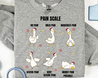 Funny Goose Nurse Pain Scale Sweatshirt,Christmas Snarky Sarcastic ER Nurse Humor Pain Assessment Sweater,Nursing Student Appreciation Gift