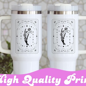 Skeleton Witchy Bride Coven Bachelorette 40 oz Tumbler,Matching Mystic Gothic Bach,Celestial Party Favors,Salem Fortune Teller Tarot Gift