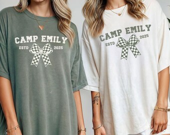 Custom Camp Bachelorette Party Shirt,Mountain Lake Bride Tee,Hiking Bridal Party Gifts,Weekend Girls Trip Matching Tshirt,Camp Themed Bach