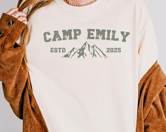 Custom Camp Bachelorette Party Shirt,Mountain Lake Bride Tee,Hiking Bridal Party Gifts,Weekend Girls Trip Matching Tshirt,Camp Themed Bach