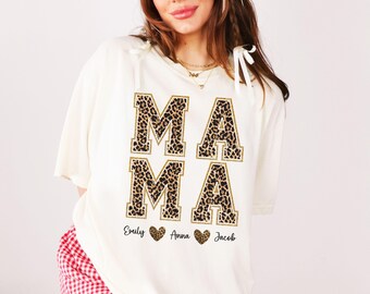Leopard Mama Custom Name Shirt,Comfort Colors® Leopard Print Shirt,Mothers Day Gift,Cool Mom Shirt,Gift For Mom,Personalized New Mom Gift