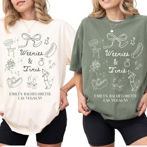 Weenies and Tinis Custom Bachelorette Shirt,Comfort Colors Matching Martini Hotdog Theme Bridal Party Bach Tshirt,Bridesmaids Tini Tee Gifts
