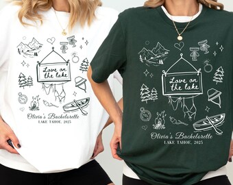 Custom Lake Bachelorette Shirts,Love on the Lake,Camp Bach Party Tshirt,Mountain Bride Tee Favors,Bridesmaid Matching Group Top,Lake Themed