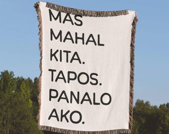 Mahal Kita Woven Blanket Couch,Funny Philippine Inspired Tapestry,Filipino Gifts Family Mom Grandma Wife GF,Pinoy Anniversary Picnic Blanket
