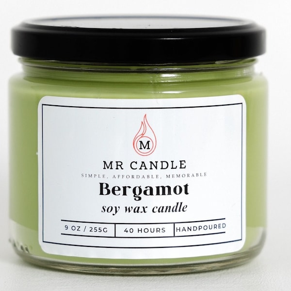 Bergamot Scented Candle | 9 oz Candle | Mr Candle | Men & Women Candles| Candle Gifts |  100% Soy Wax | Sale!!!
