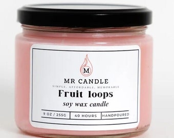 Bougie parfumée Fruit Loop | Bougie 9 oz | Monsieur Bougie | Bougies pour hommes et femmes| Cadeaux de bougies | 100 % cire de soja | Soldes !!!