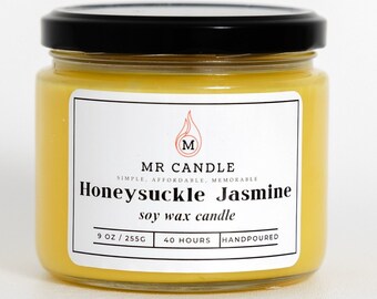 Honey Suckle Jasmine Scented Candle | 9 oz Candle | Mr Candle | Men & Women Candles| Candle Gifts |  100% Soy Wax | Sale!!!