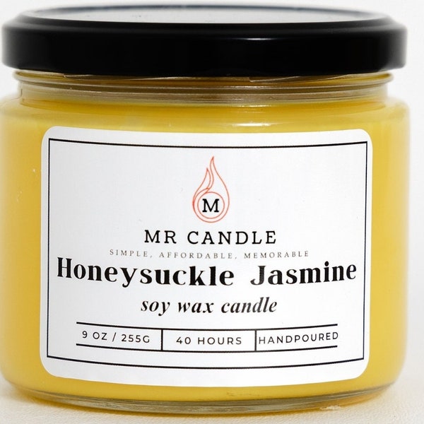 Honey Suckle Jasmine Scented Candle | 9oz Candle | Mens & Womens Candles | Gifts | 100% Soy Wax Candle | Made In CT | SALE!!