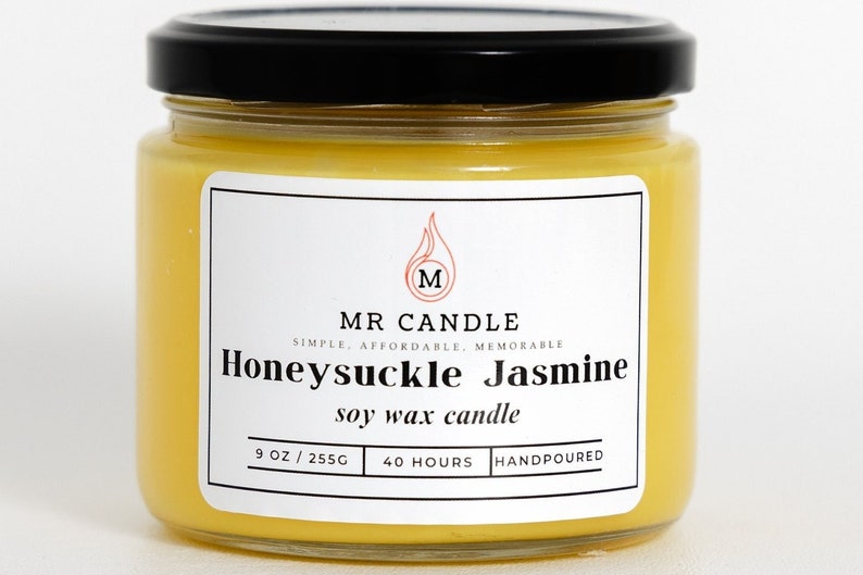 Honey Suckle Jasmine Scented Candle 9 oz Candle Mr Candle Men & Women Candles Candle Gifts 100% Soy Wax Sale image 1